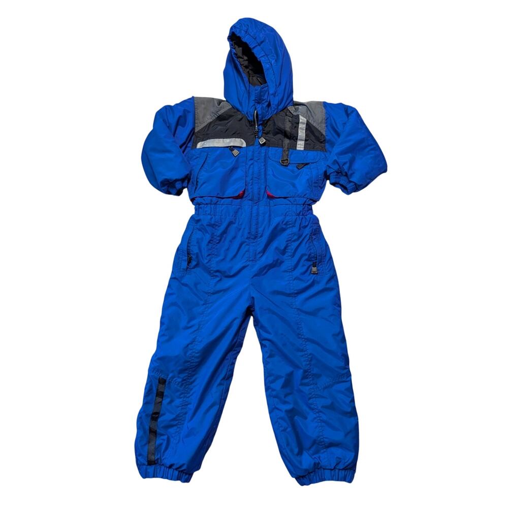 Rawik Kids M/5 Blue Hooded One Piece Winter Snowsuit Insulated Ski Bib Overalls